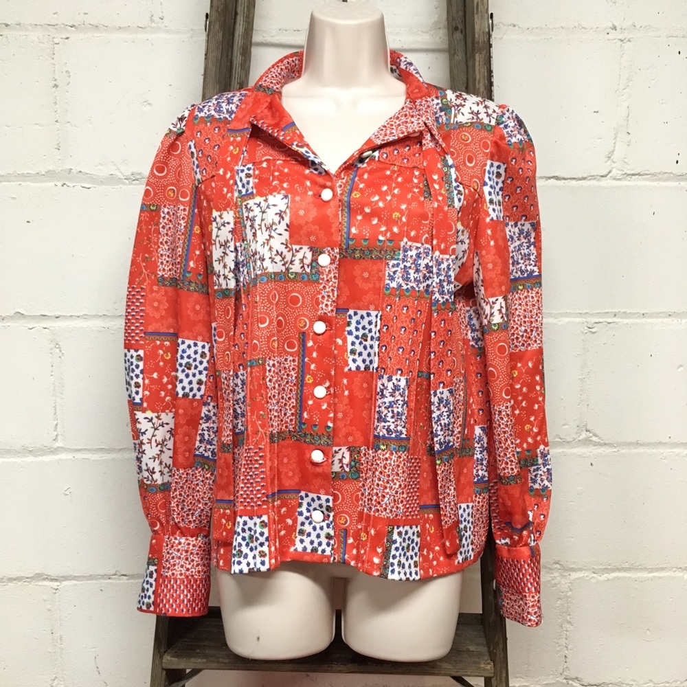 Vintage button and tie-front blouse.